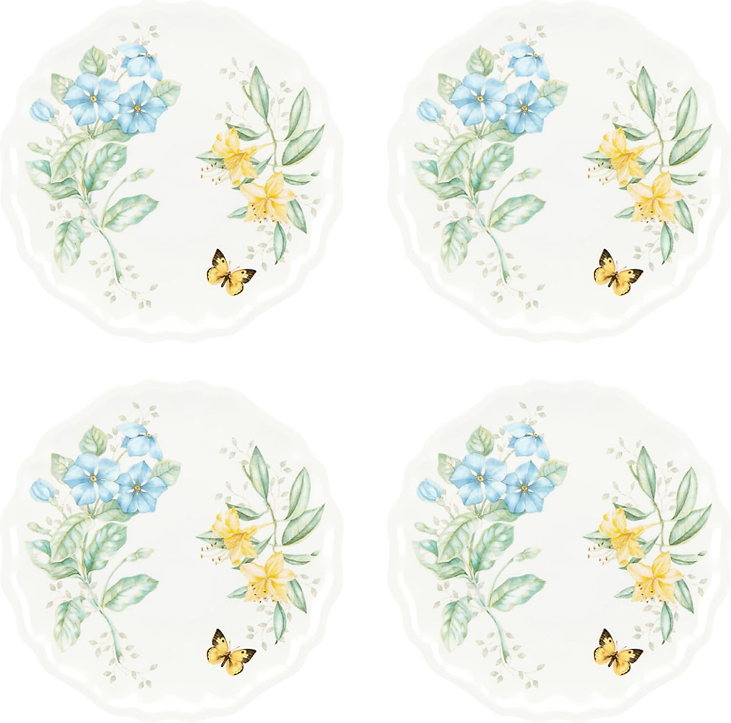 Butterfly Meadow Melamine Dinner Plates (Set of 4), White