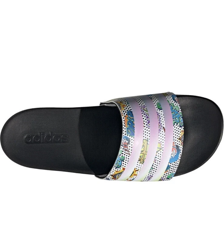Sandali slip on Adidas uomo taglia 11 Adilette comodi GW5039 uomo fumetti slide