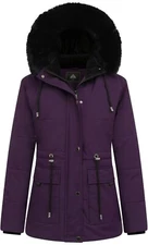 New Small MOERDENG Women's Warm Winter Puffer Coat Lined Down Jacket Faux Fur