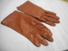 Vintage Womens Leather Driving Gloves Brown Carmel Size 7