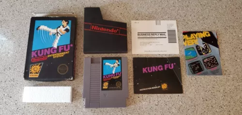 Kung Fu Nintendo NES Hang Tab Complete CIB Five 5 Screw Black Box Poster Manual!