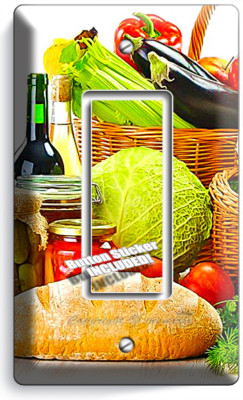 VEGETABLES BASKET BREAD OLIVE OIL SINGLE GFI LIGHT SWITCH PLATE KITCHEN HD DECOR