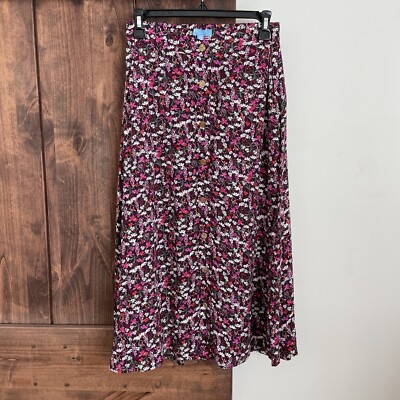 NEW Draper James RSVP midi Skirt Floral Womens XS Straight Button Down Modest
