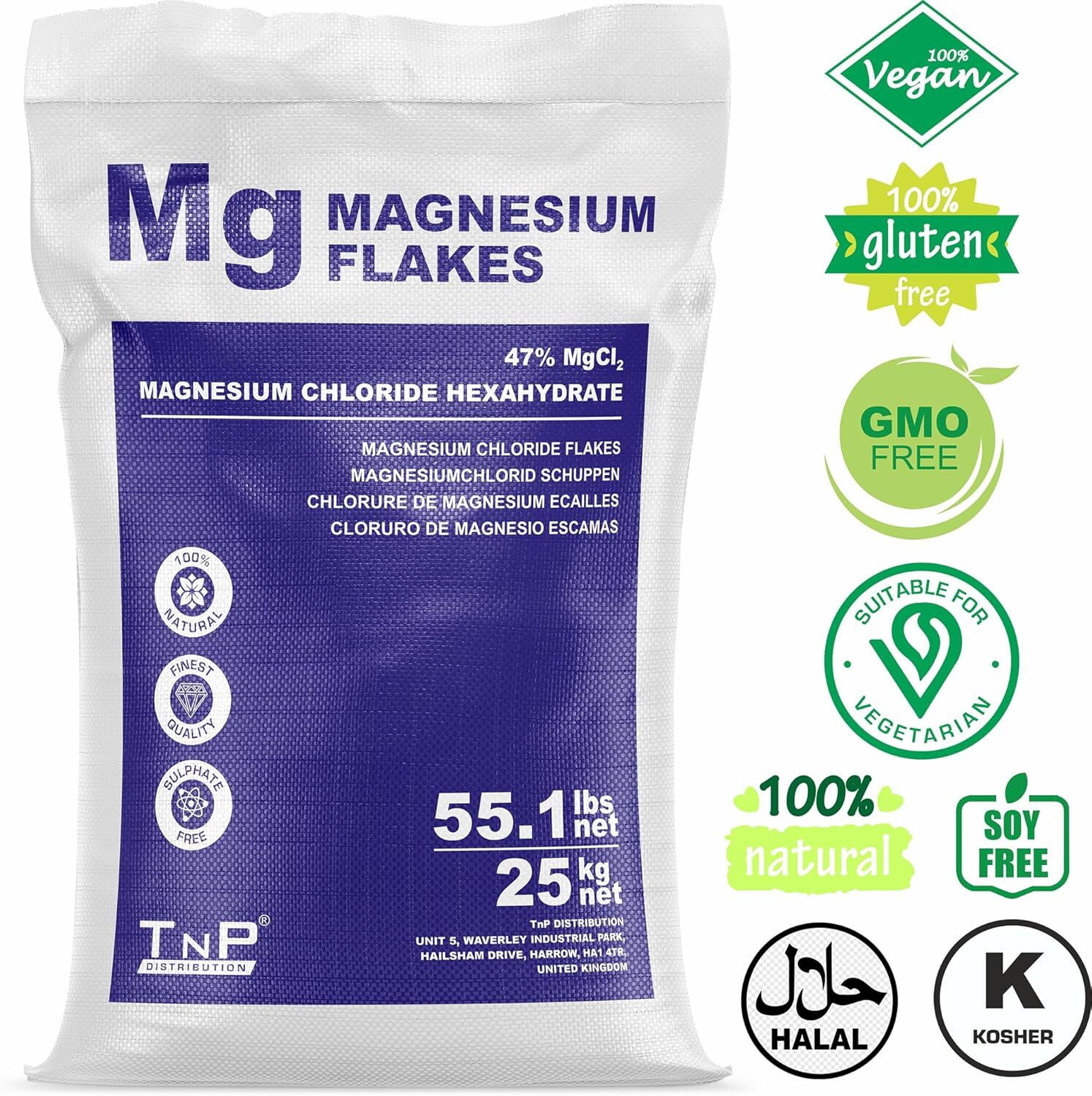 TnP Distribution Magnesium Flakes 25kg Bag Magnesium Chloride *COLLECTION ONLY*