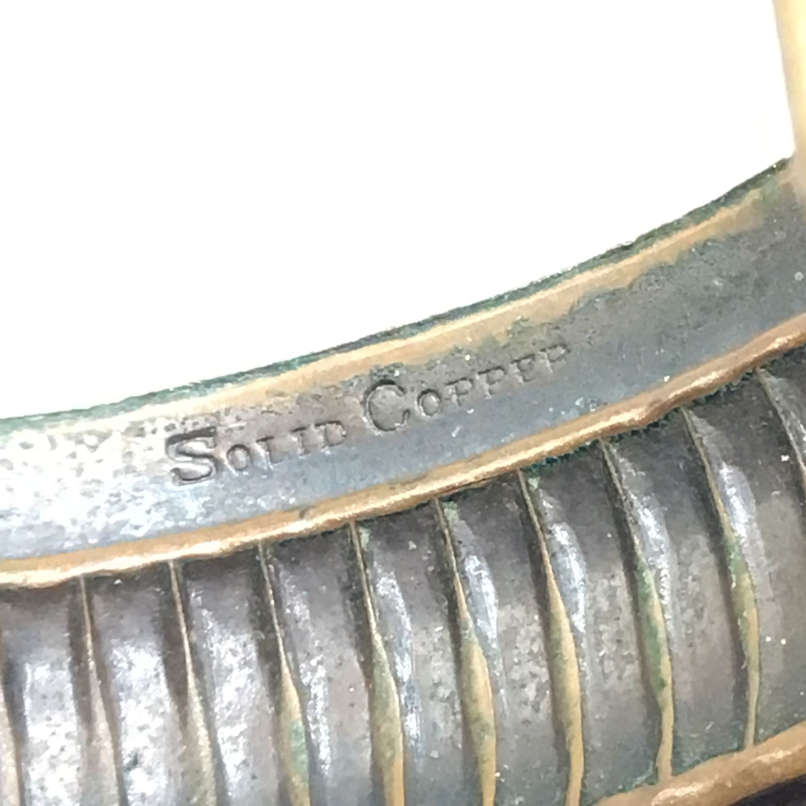 Solid Copper Cuff Bracelet Ribbed Design Detailed… - image 4