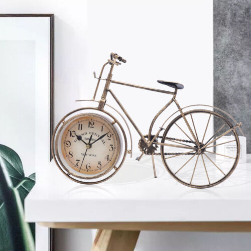 Vintage Bicycle Table Clock Bronze Bike Metal Desk Clock Creative Gift Clock New - Afbeelding 1 van 12