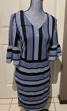 ECI New York Navy Striped Midi Work/Office Dress Size 4