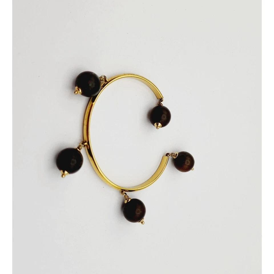 Brazalete Brazalete Kate Spade New York Tono Dorado Marrón Cuentas Cuentas 2 1/4" Foto 4 de 4