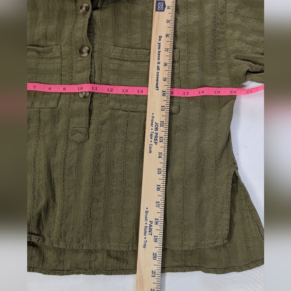Loft Green Long Sleeve, Button Down Pullover, Emb… - image 7