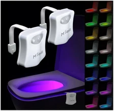Toilet Light Motion Sensor 16 Colors Changing LED Glow Bowl Inside Toilet 2 Pack