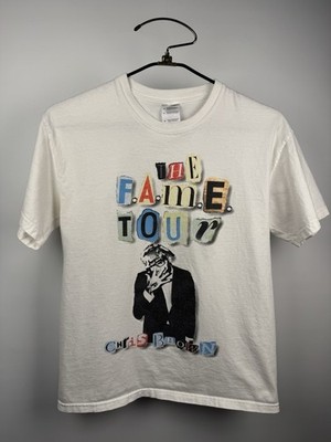 2011 Chris Brown The F.A.M.E. Tour T-Shirt Double Sided Rap Tee Medium 19x26