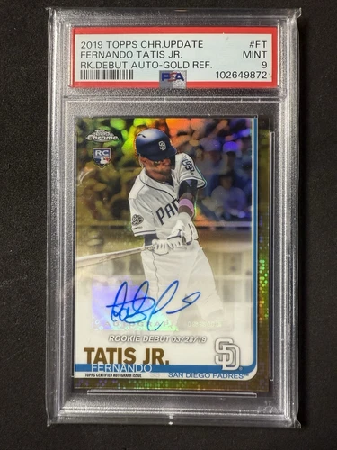 2019 Topps Chrome Update FERNANDO TATIS JR Gold /50 RC Rookie Debut Auto PSA 9