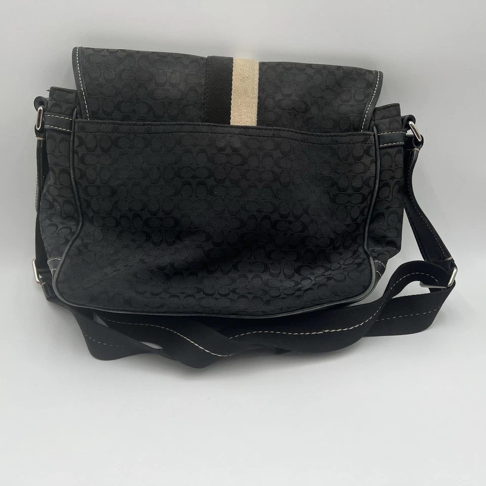 Coach Signature Black Messanger Bag Cross Body Satchel Blue Lined M0968-F70182 - Image 2 of 4
