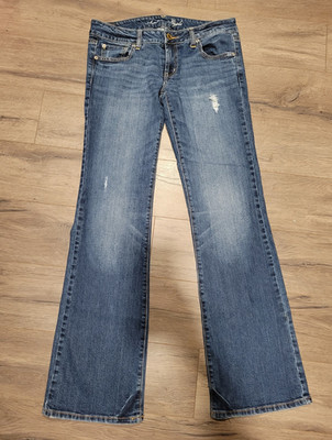 American Eagle Favorite Boyfriend Jeans Womens Size 8 Long Stretch Blue Denim