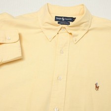Ralph Lauren Yarmouth Shirt Mens 17.5 35 Yellow Cotton Oxford Button Down