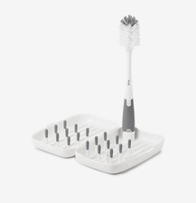 OXO Tot On-the-Go Drying Rack Bottle Brush Portable GRAY WHITE WITH CARRY CASE