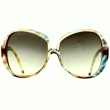 Vintage 1970s Handmade Italian Oversized Sunglasses Gray Gradient Lenses