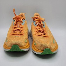 Hoka Clifton 9 Trainers Running Shoes Sneaker Mesh Upper Orange/Green Mens 9