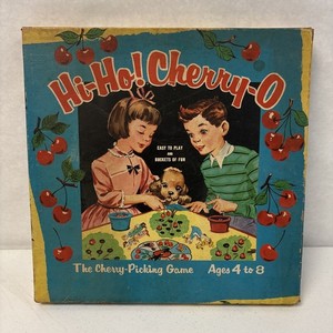 Vintage 1960 Hi-Ho Cherry-O Game Original Painted Waxed Stem Cherries Missing 1