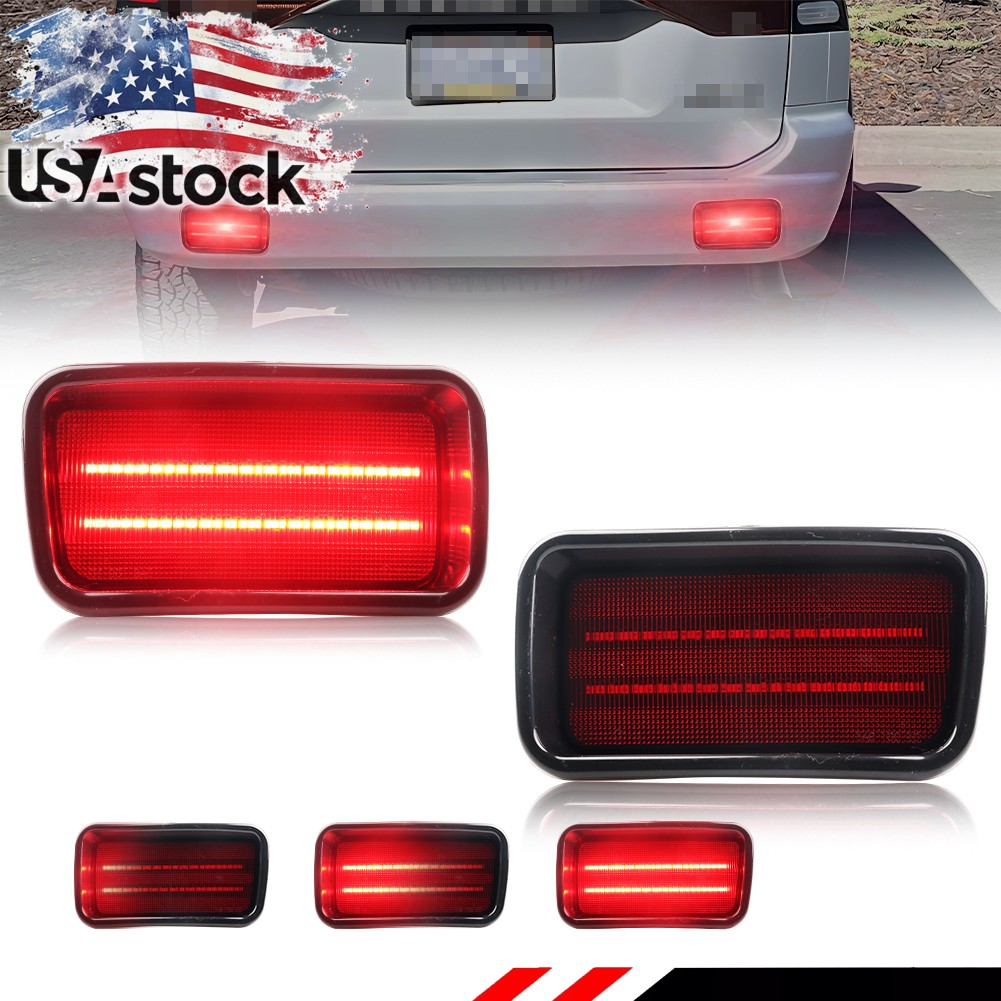 2X Red LED Tail Brake Bumper Reflector Lights For 19-04 Mitsubishi Montero Sport