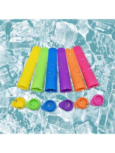 6pcs Silicone Pop Up Ice Lolly Cream Popsicle Mould Molds Frozen DIY Maker UK - Picture 3 of 12