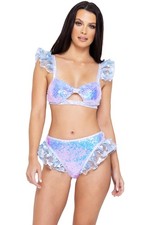 Roma High-Waisted Sequin Shorts With Butterfl...
