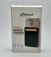 Wireless magnetic charger with card holder - 5000 MAH New Unused In Package