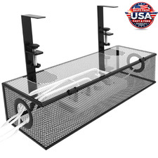 Under Desk Cable Management Tray Clamp Mount Wire Organizer Storage Rack