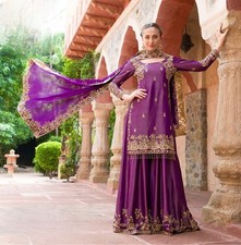 SALWAR KAMEEZ INDIAN PAKISTANI WEDDING PARTY DRESS BOLLYWOOD SHARARA PLAZZO SUIT