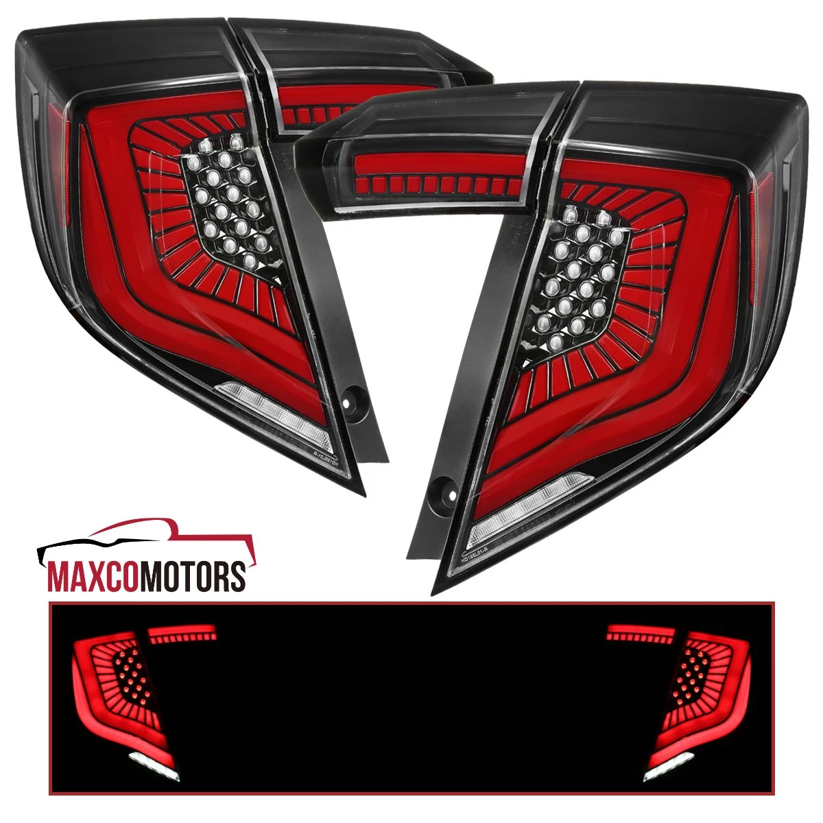 Coche Faro Trasero 2x Reflector Secuencial Trasero Rojo Para Coche, Luz LED De Freno, Lámpara Antiniebla Para Civic 2017 2018 2019 2020 Hatchback Type R Sedan