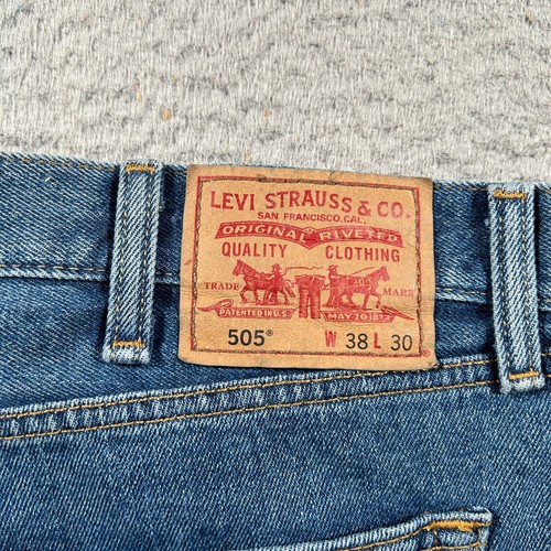 Levis 505 Jeans Men's 38x30 Blue Denim Cotton Mid-Rise Straight Fit Classic NWT - Picture 5 of 12