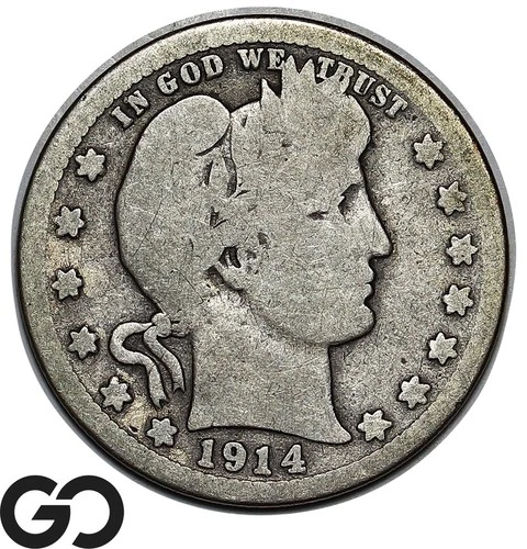 1914-S Barber Quarter, Tougher Key Date San Francisco Issue