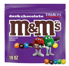 M M S Dark Chocolate Candy Family Size 18 Ounce Resealable Bag for Sharing