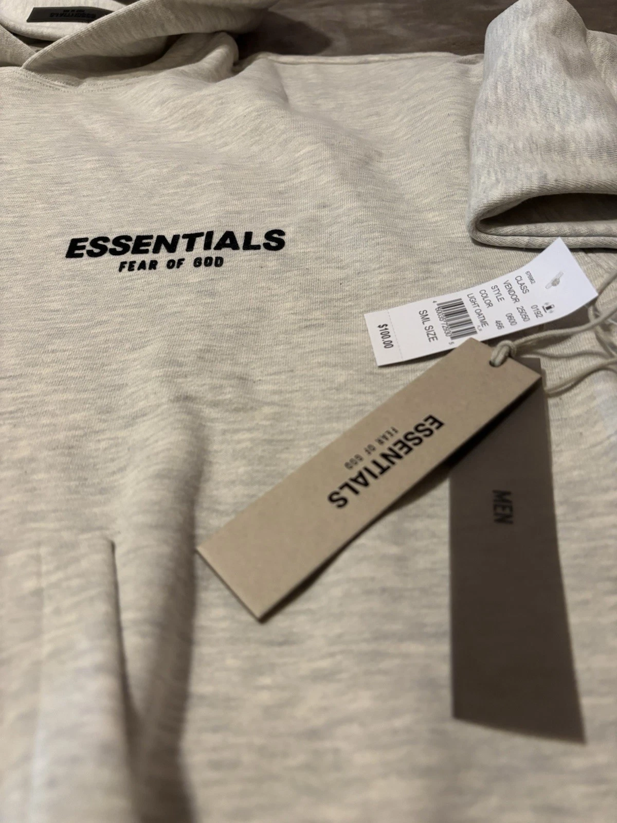 NUOVA Felpa con Cappuccio Fear of God Essentials Farina d'Avena Leggera Taglia Small 100% Autentica ✅