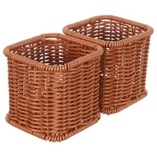 2 Pcs Kitchen Cutlery Organiser Imitation Rattan Flatware Holder