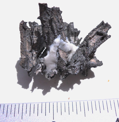 Native Silver on Calcite from Imiter Mine, Morocco, 1.5 x 1.0 inch, Nice Crystal
