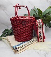 Tory Burch nwt Emerson Woven Leather Mini Bucket Bag with original dust bag