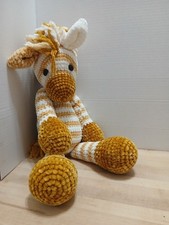 Crocheted Zebra Or Horse Striped Brown White 20" Baby Shower Newborn Gift