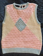 Vintage Bramble Lane Knitted By Hand Vest Sweater Size M EUC