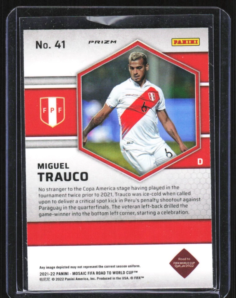 2021 Panini Mosaic Road to FIFA World Cup Silver Mosaic Miguel Trauco Rookie - Image 2 of 2
