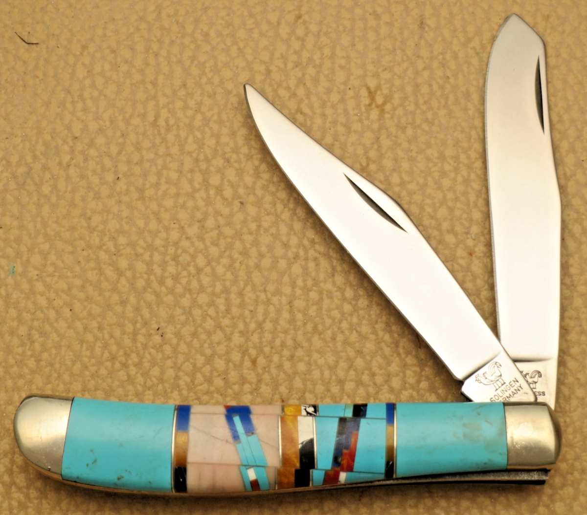 Vintage HEN & ROOSTER BERTRAM GERMANY 412 Trapper Knife -Mosaic