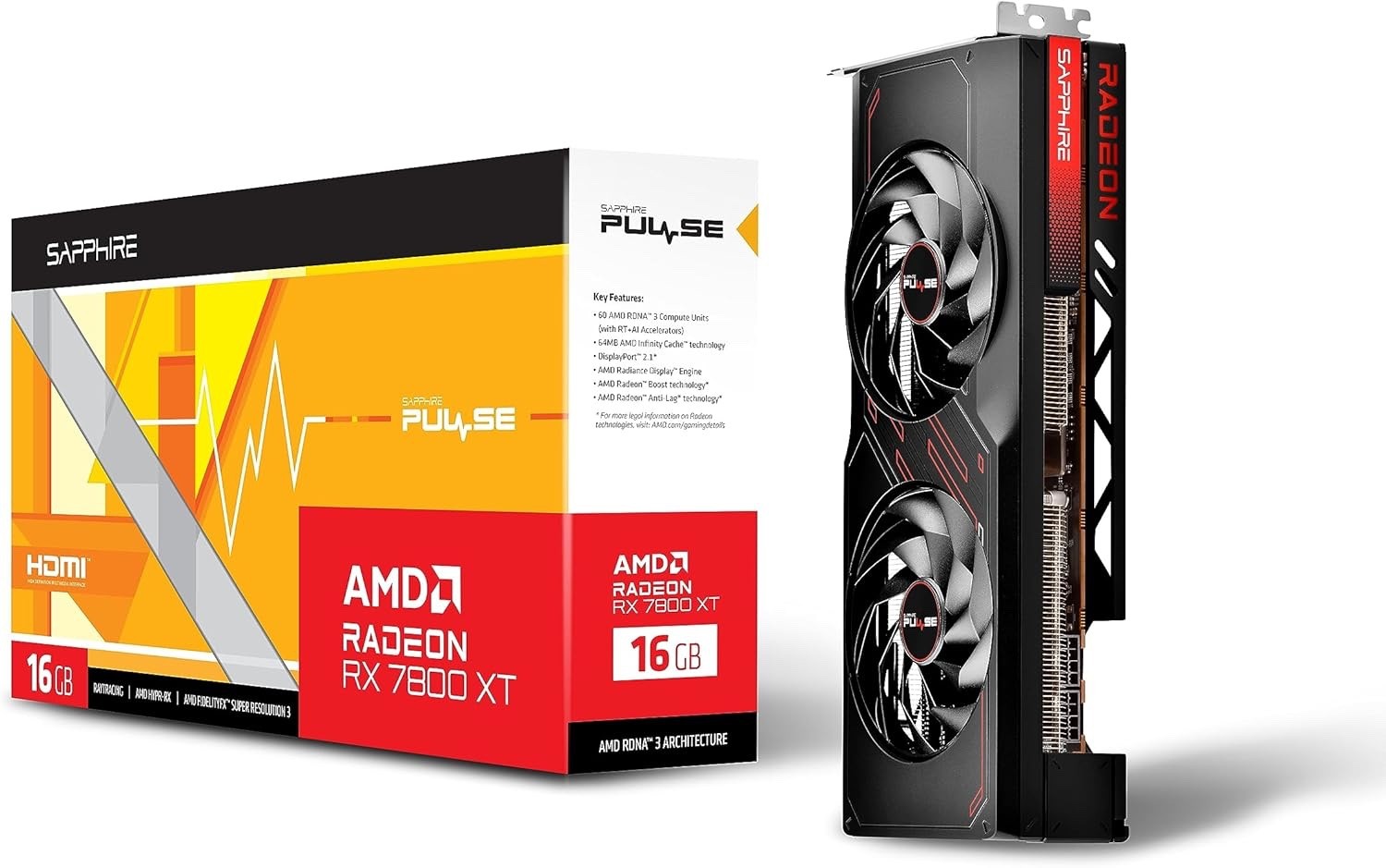 Sapphire Pulse Radeon RX 7800 XT GDDR6 11330-02-20G PCIe 4.0 x16 Video Card 2