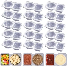 Double Compartment Condiment Containers with Lids Transparent Small Plastic