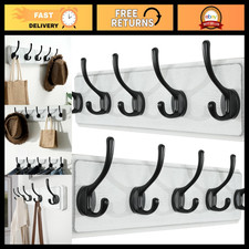 Rustic Wall-Mounted Coat Rack with 5 Hooks, 17 Inch Solid Wood, White Finish