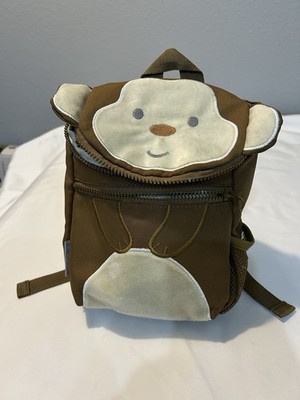 Goldbug Monkey Kids Backpack Brown Yellow Polyester Zip Animal Jungle Straps