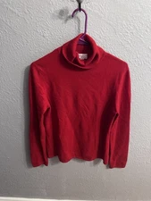 Womens 100% Cashmere Ladies Charter Club Red Turtle Neck Medium