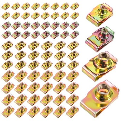 100 PCS U-Clip Nut Set for Auto Car   M4 M5 M6 M8 Assortment Kit (25 Each), Co