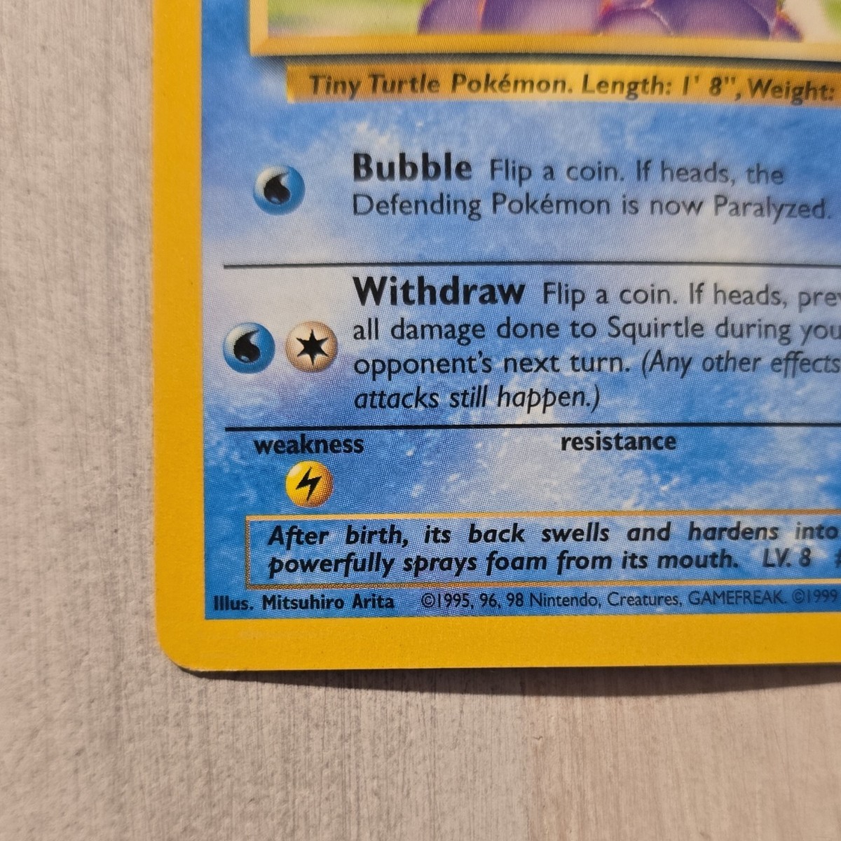 Pokémon TCG Squirtle 063/102 Base Set Common Basic Regular 1999 English Card 