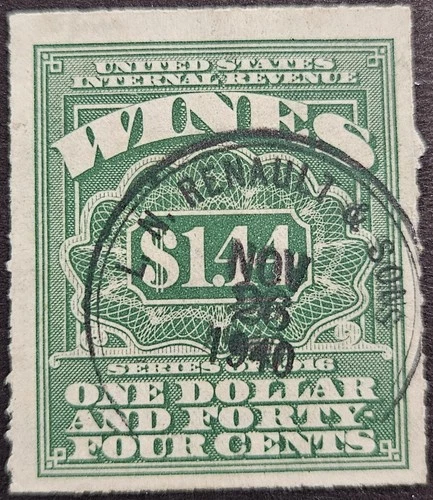 US Stamp Collection - Revenue - Cordial & Wine - Scott # R78 - Used