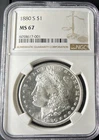 1880-S $1 NGC MS 67 ~ HIGH GRADE GEM SILVER MORGAN DOLLAR Beautiful Detail